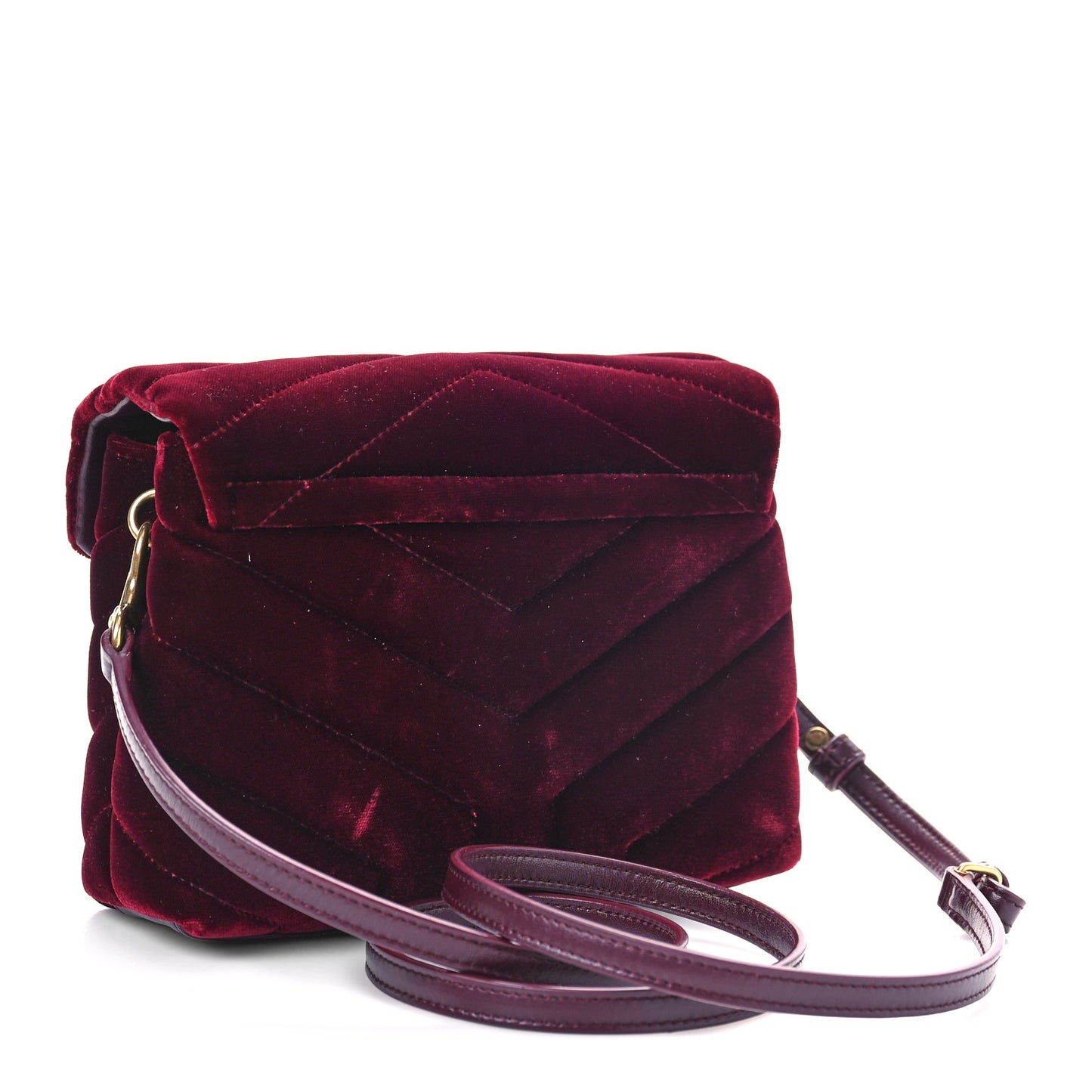 Velvet Y Quilted Monogram Toy Loulou Crossbody Bag French Burgundy