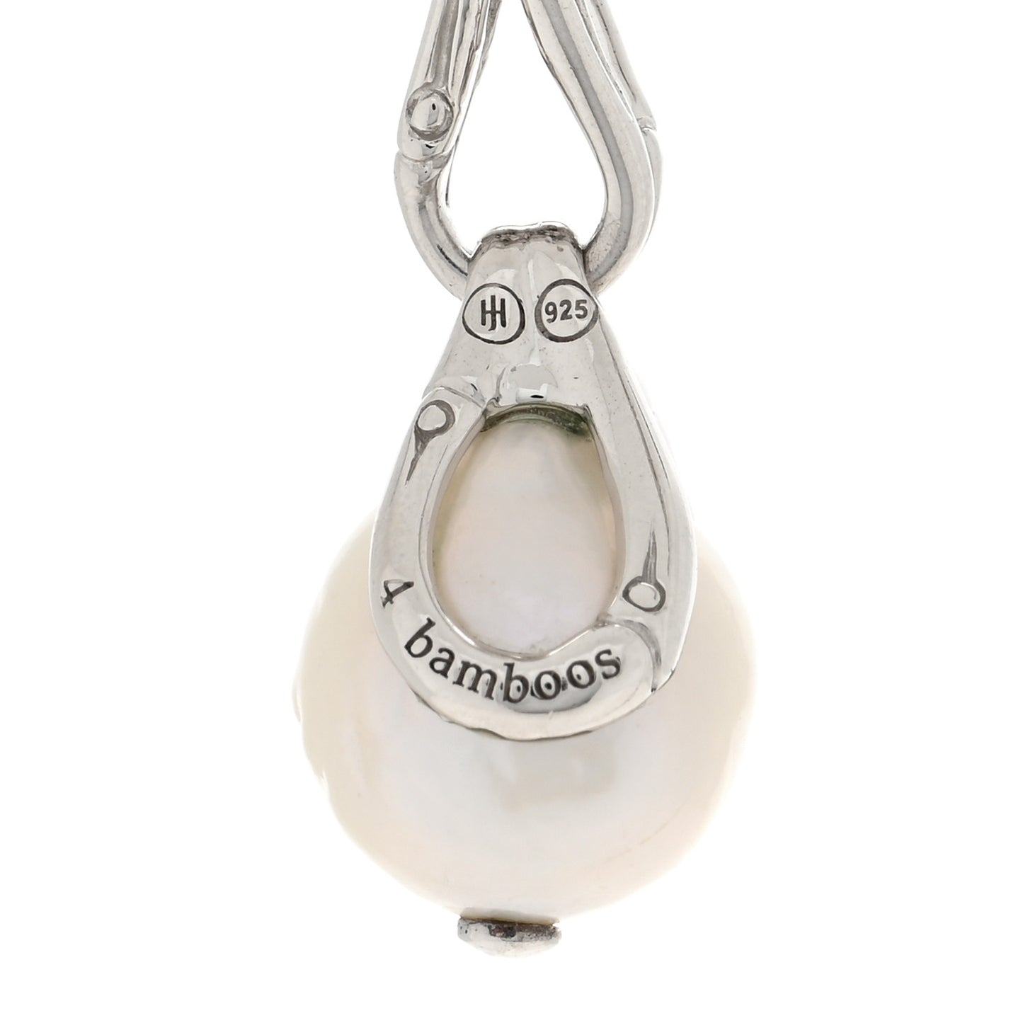 Sterling Silver Pearl Bamboo Drop Lariat Necklace