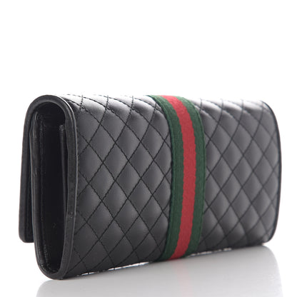 Gucci Calfskin Web Trapuntata GG Continental Wallet Black 3 of 13