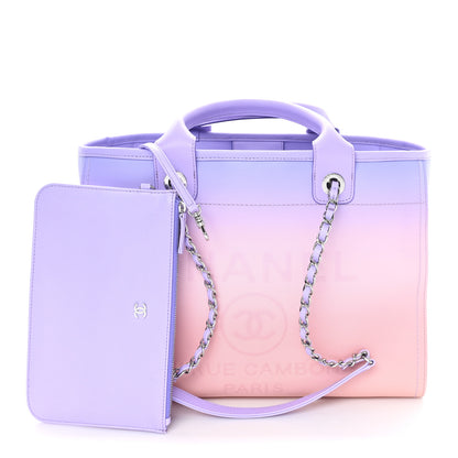 Chanel Shaded Calfskin Small Deauville Tote Light Purple Pink Coral 3 of 11