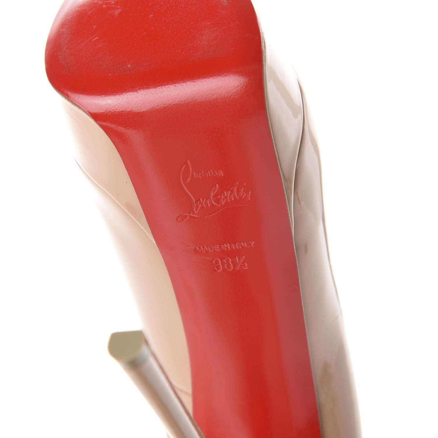 Christian Louboutin Patent Fetish Peep 140 Pumps 38.5 Nude 6 of 9