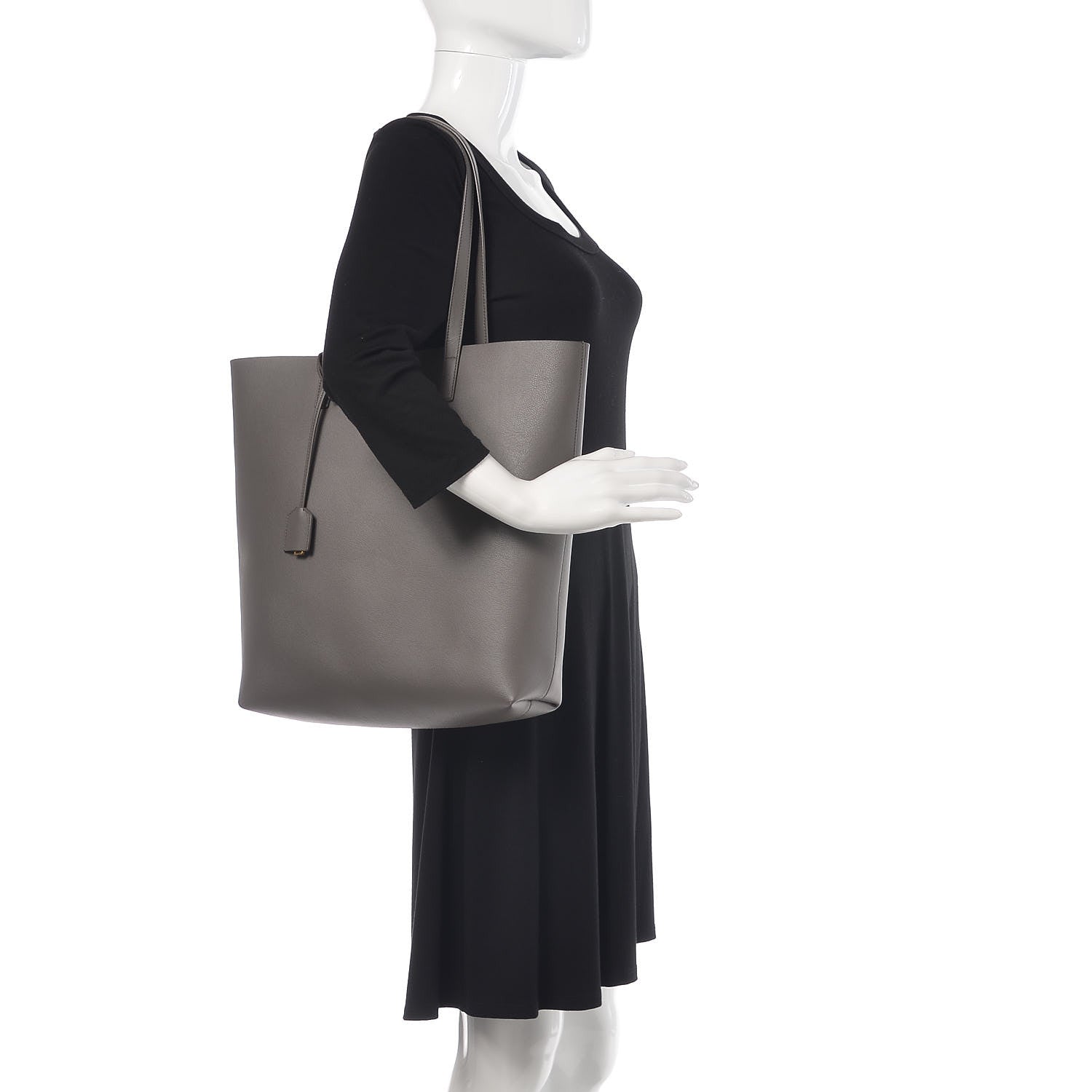 Saint Laurent Calfskin Medium Shopping Tote Fog 2 of 9