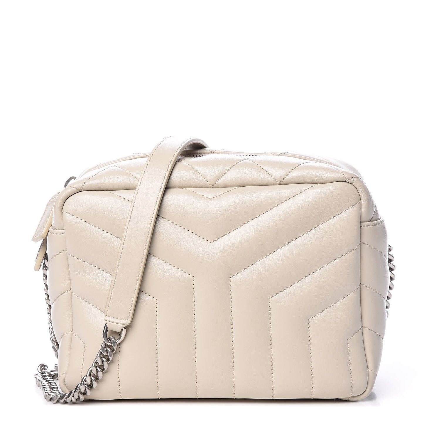 Calfskin Y Quilted Monogram Small Loulou Bowling Bag Ivory