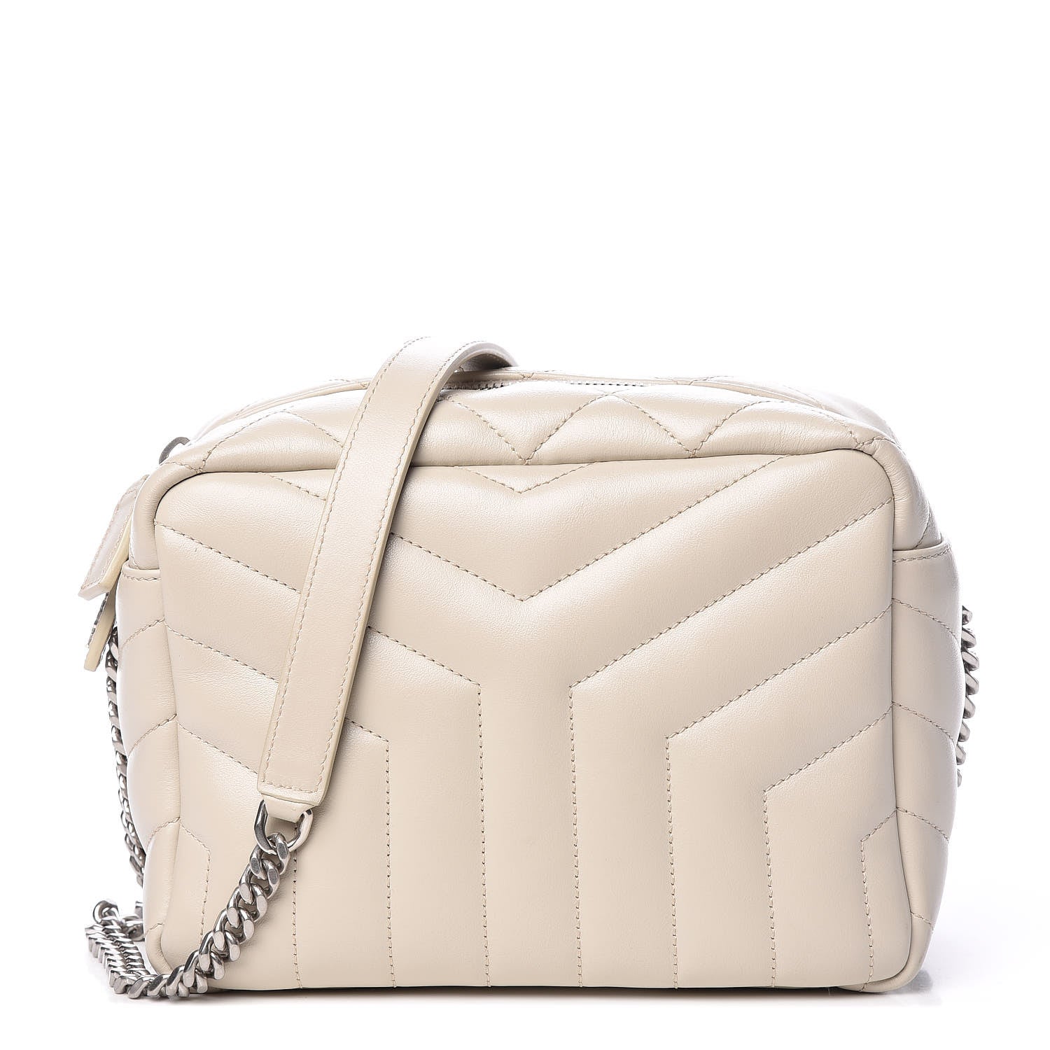 Saint Laurent Calfskin Y Quilted Monogram Small Loulou Bowling Bag Ivory 1 of 9