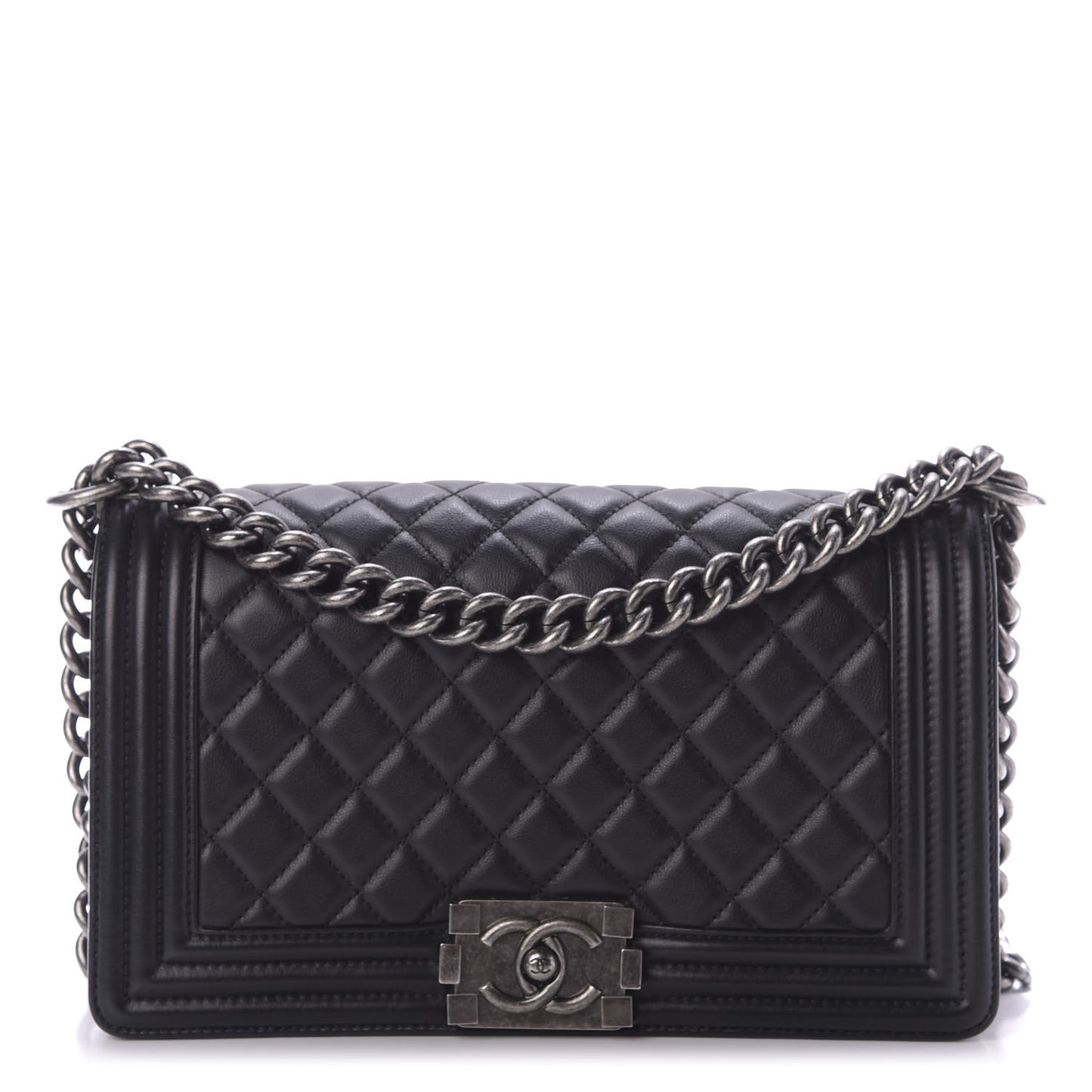 Calfskin Quilted Medium Boy Flap Black