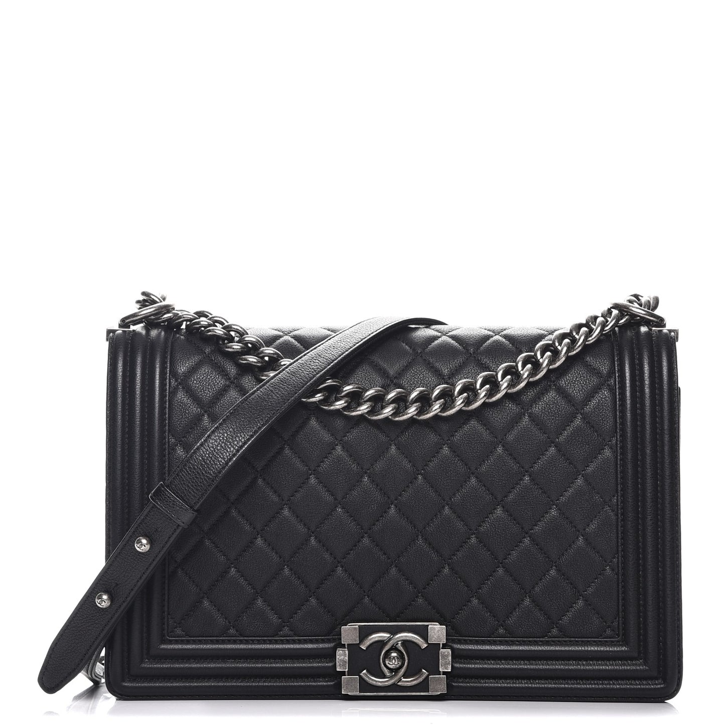 Calfskin Quilted New Medium Boy Flap Black