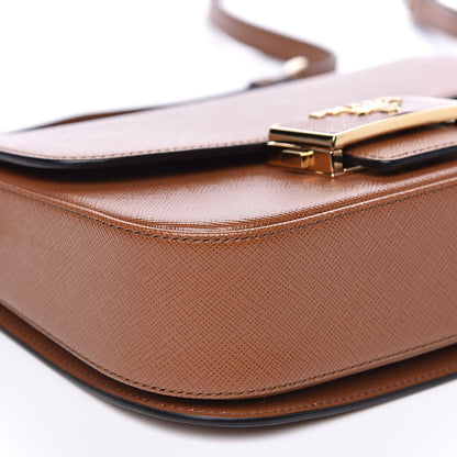 Prada Saffiano Lux Embleme Flap Shoulder Bag Cognac 7 of 8