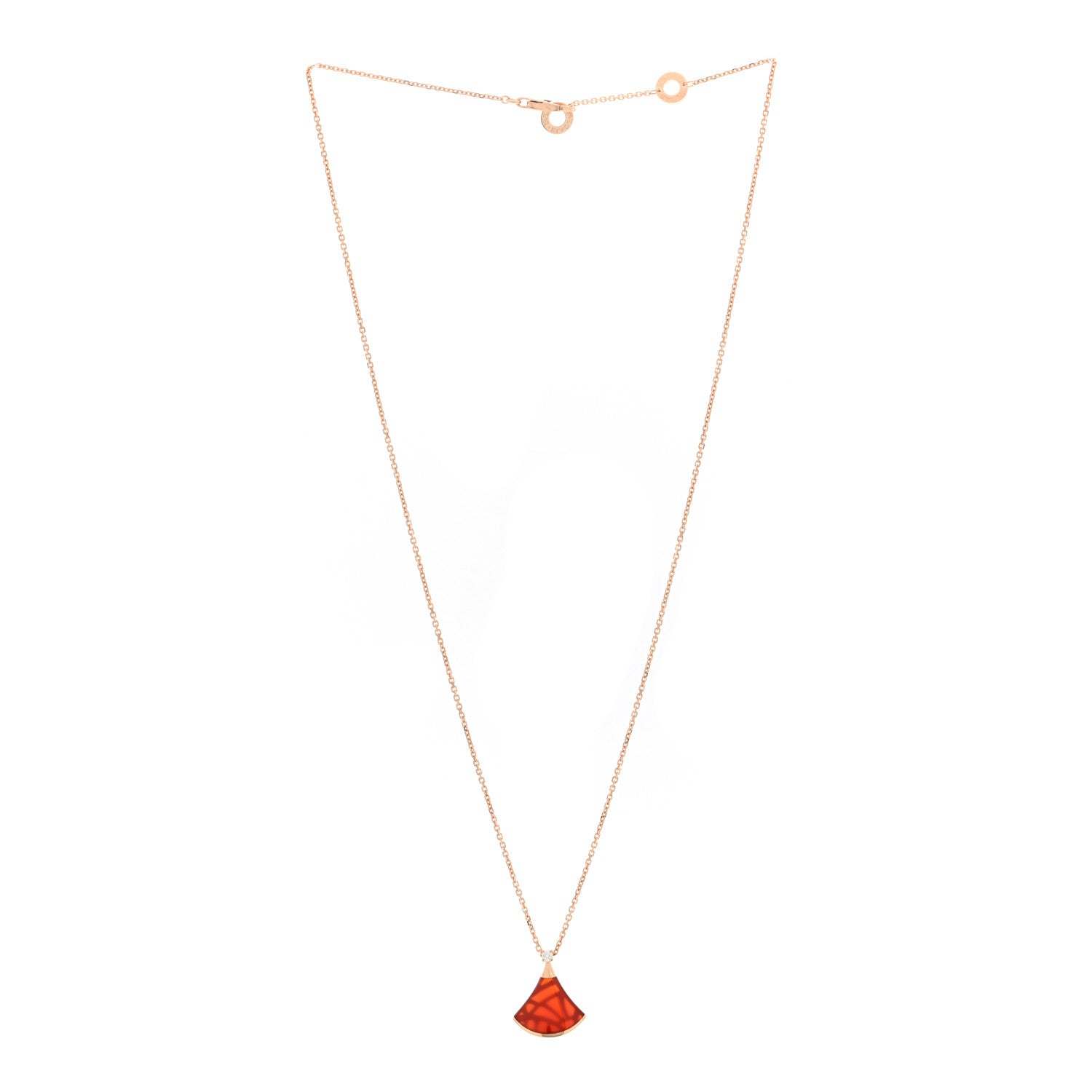 Bulgari 18K Rose Gold Diamond Carnelian Divas' Dream Pendant Necklace 3 of 5
