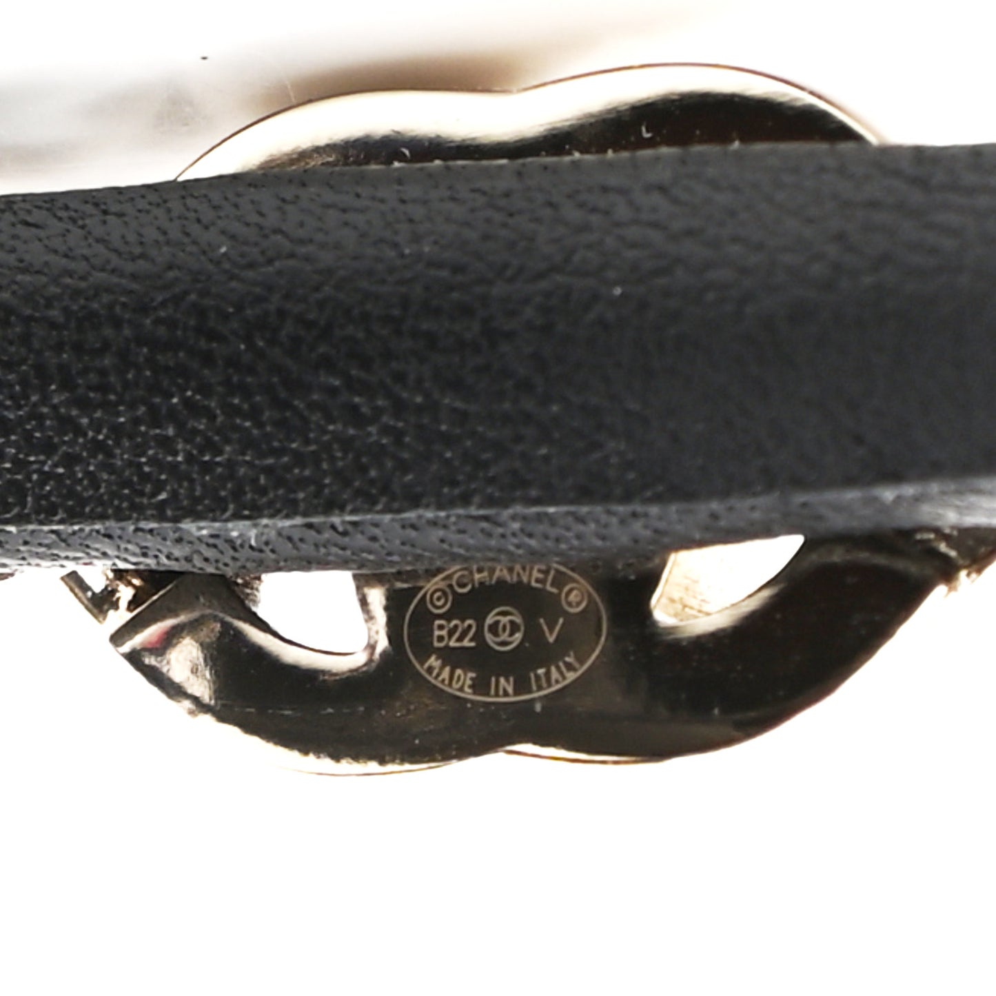 Metal Lambskin CC Turnlock Chain Headband Gold Black