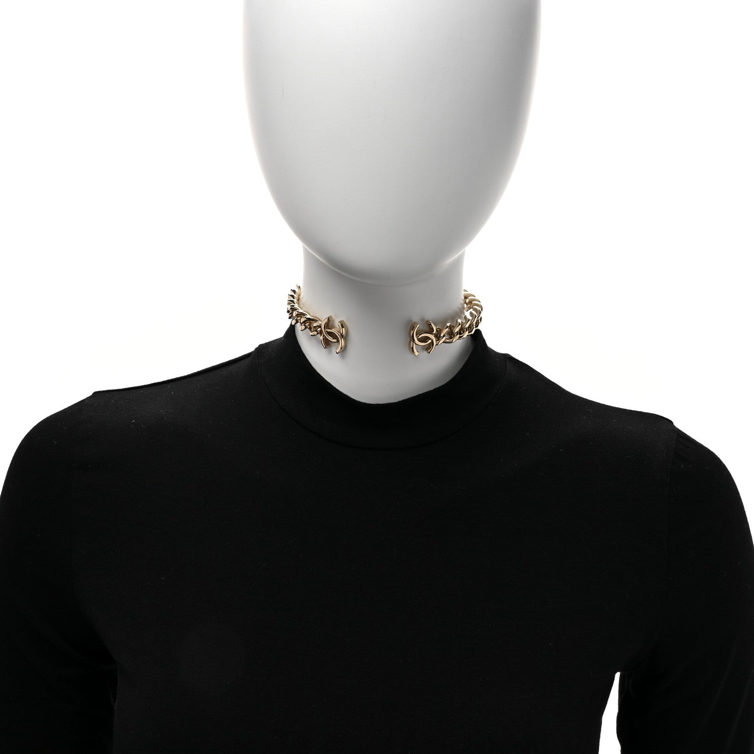 Chanel Metal CC Chain Link Choker Necklace S Gold 2 of 5