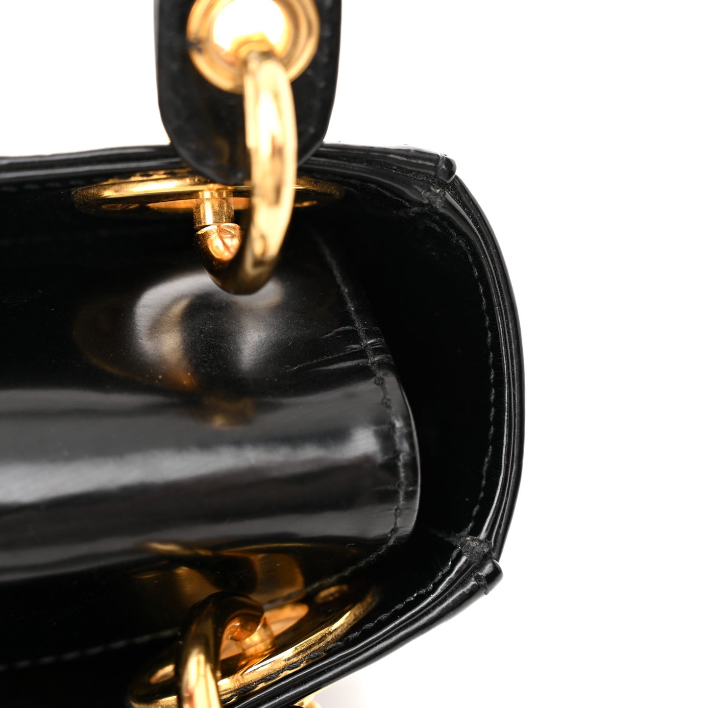 Glazed Calfskin Mini Lady Dior Black