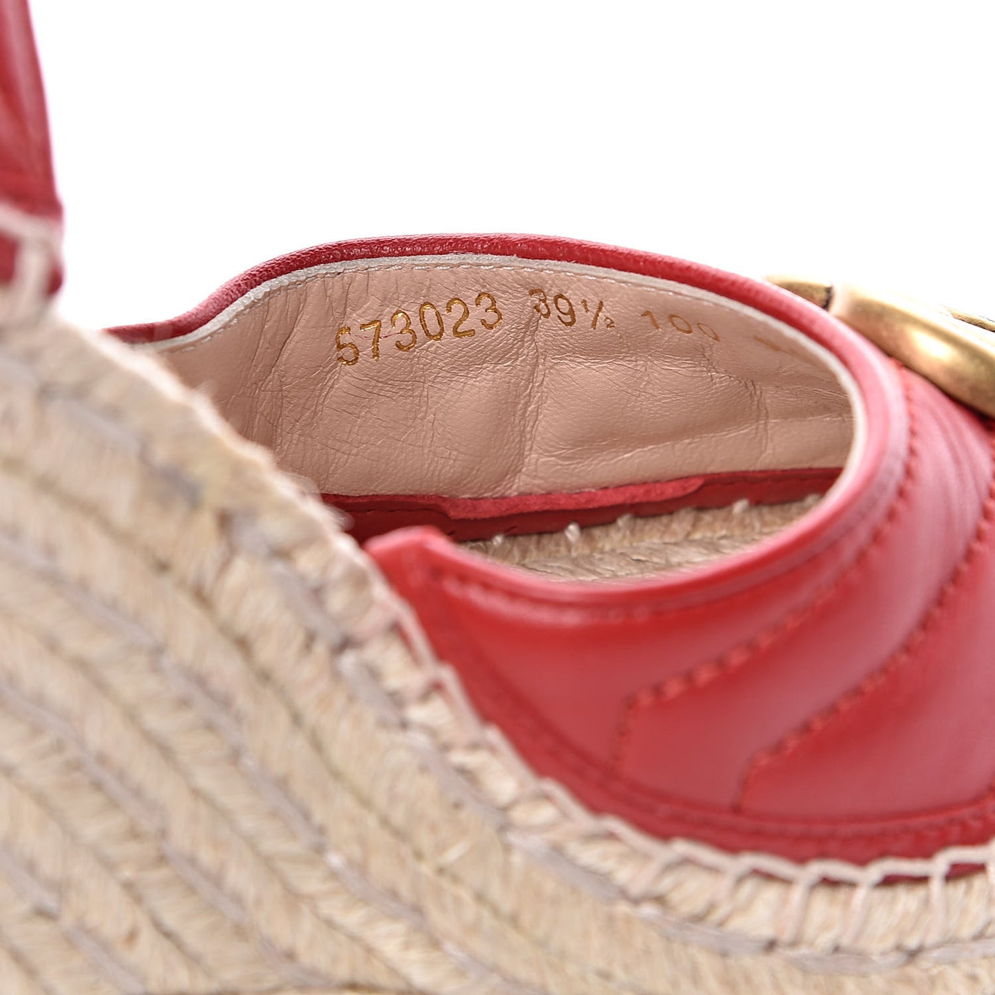 Nappa Matelasse GG Marmont Ankle Wrap Platform 35/120mm Espadrille Wedges 39.5 Hibiscus Red
