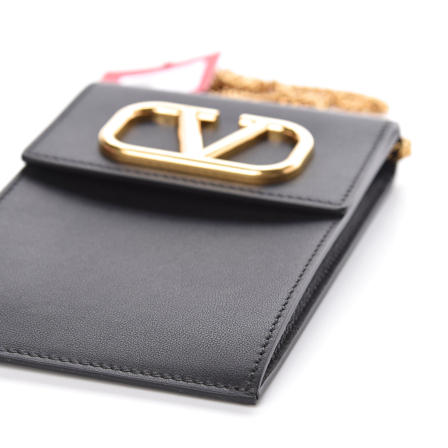 Calfskin Vlogo Phone Pouch Black
