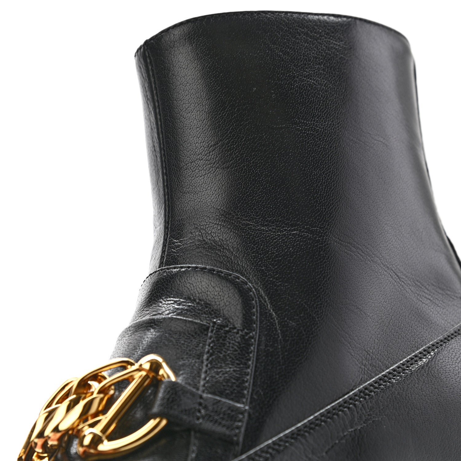 Gucci Goatskin Kitten Chain Horsebit Ankle Boots 40 Black 9 of 11