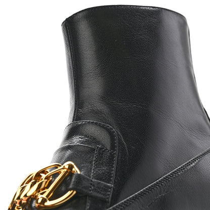 Gucci Goatskin Kitten Chain Horsebit Ankle Boots 40 Black 9 of 11