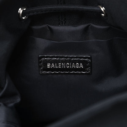 Balenciaga Recycled Sport Nylon Logo Embroidered Wheel Drawstring Bucket Bag Black White 5 of 6