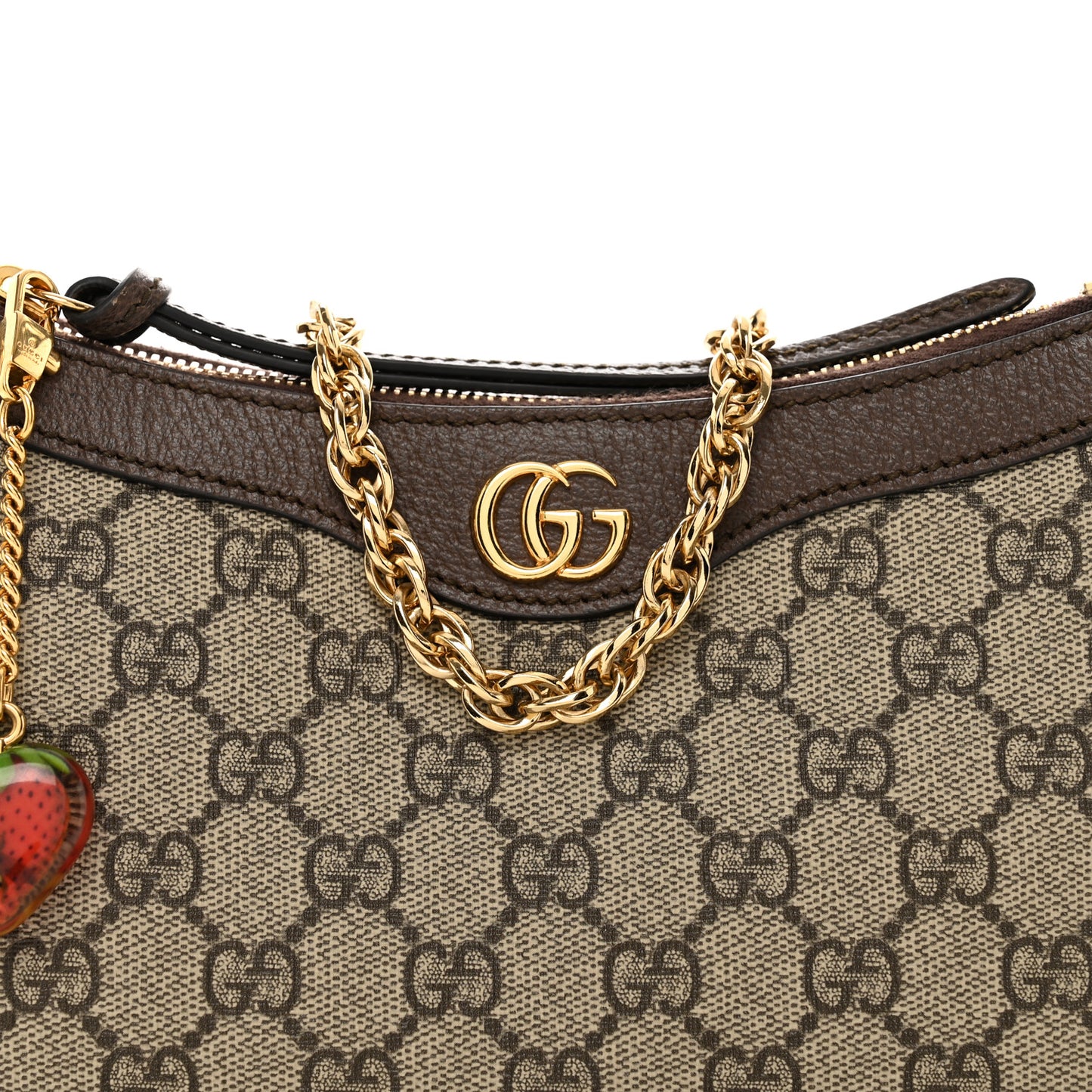GG Supreme Monogram Textured Dollar Calfskin Web Small Ophidia GG Handbag Beige Ebony New Acero