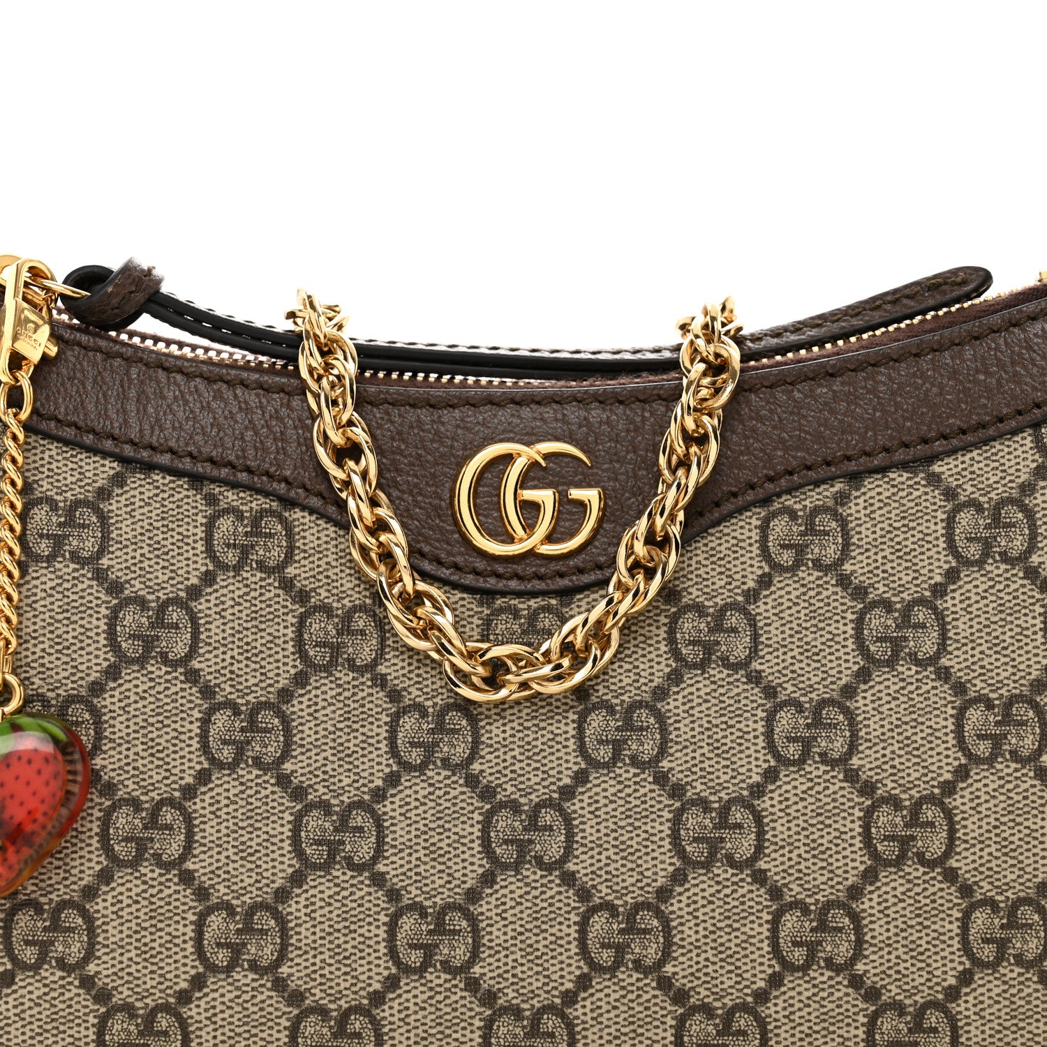 Gucci GG Supreme Monogram Textured Dollar Calfskin Web Small Ophidia GG Handbag Beige Ebony New Acero 7 of 10