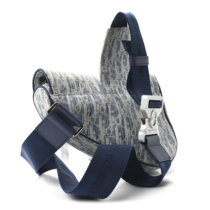 Christian Dior Denim Jacquard Oblique Kasuri Mens Saddle Bag Kasuri Blue White 2 of 9