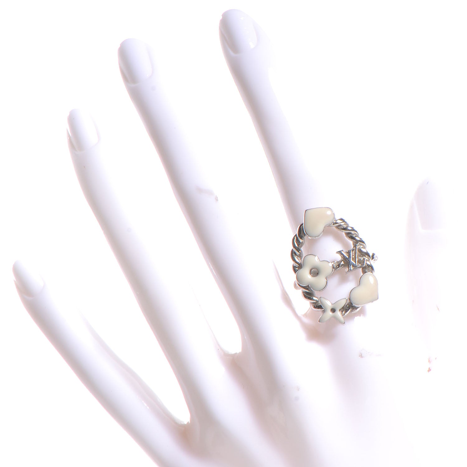 Louis Vuitton Sweet Monogram Coeurs Ring 6.5 White 2 of 5