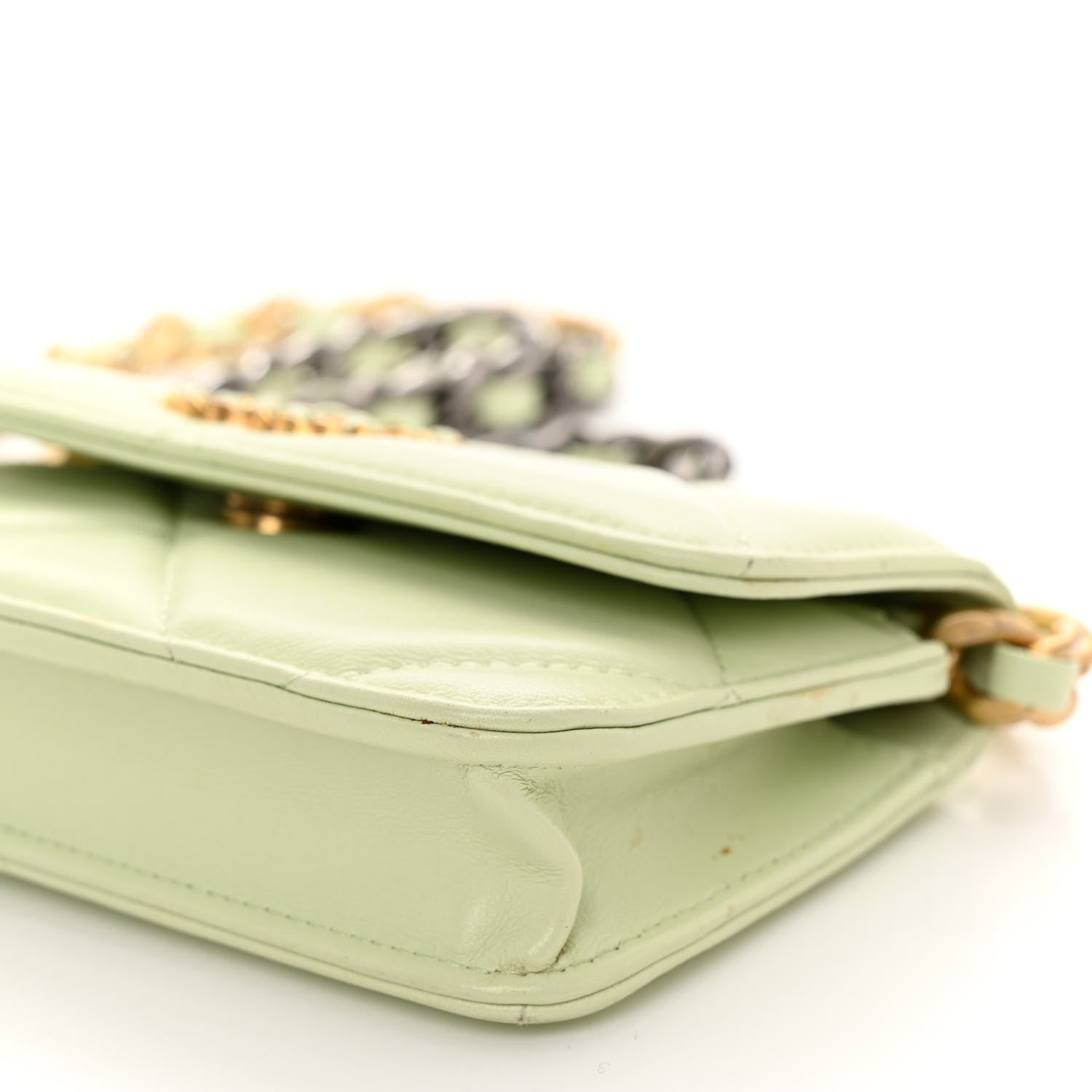 Chanel Lambskin Quilted 19 Clutch With Chain Light Green 11 of 13