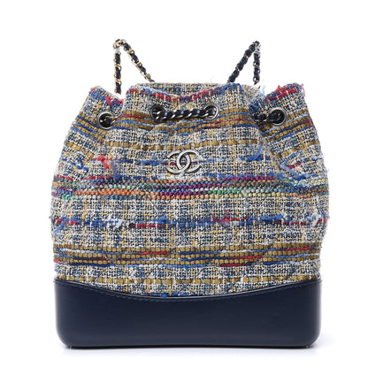 Chanel Tweed Calfskin Quilted Gabrielle Backpack Blue Gold Red White 1 of 11