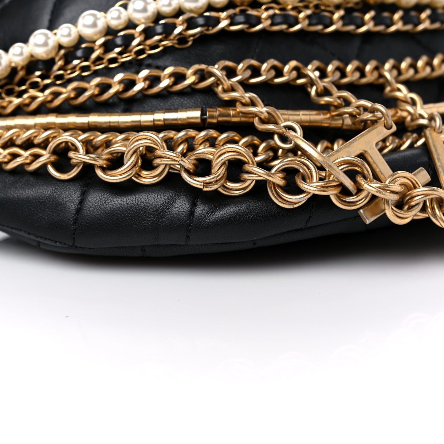 Lambskin Quilted All About Chains Waist Belt Bag Black