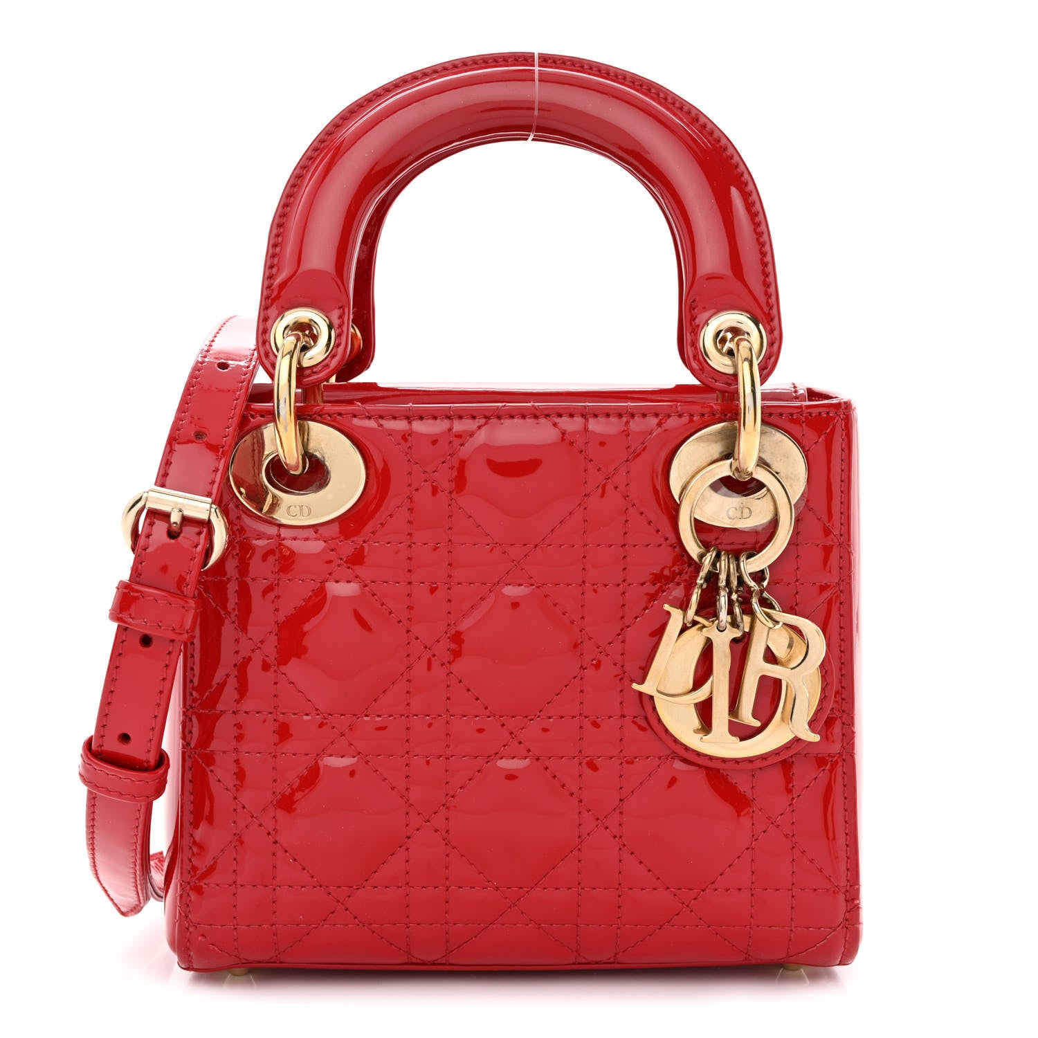 Christian Dior Patent Cannage Mini Lady Dior Red 1 of 10