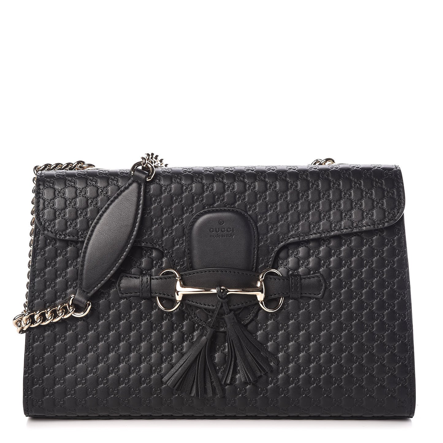 Microguccissima Medium Emily Chain Shoulder Bag Black
