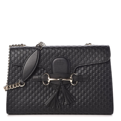 Gucci Microguccissima Medium Emily Chain Shoulder Bag Black 1 of 9