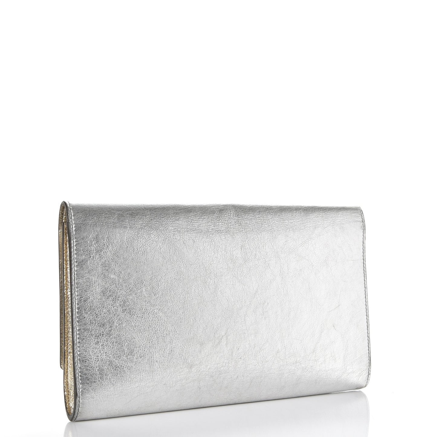 Metallic Calfskin Large Belle De Jour Clutch Silver Gold