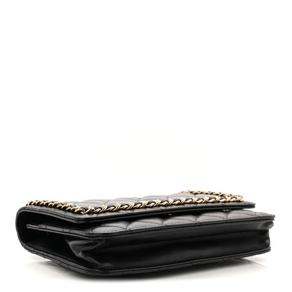 Chanel Lambskin Quilted Chain Around Wallet On Chain WOC Black 4 of 11