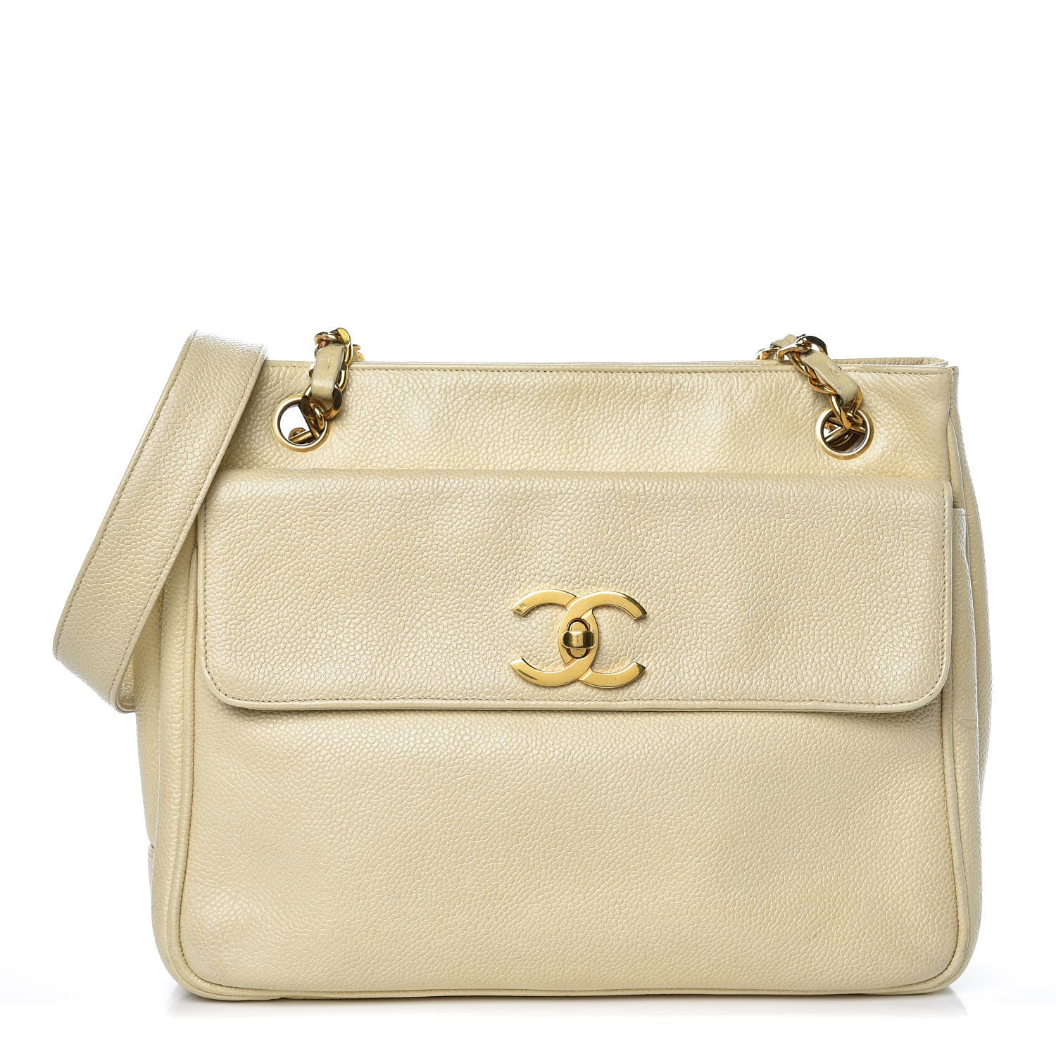 Chanel Caviar Flap Shoulder Bag Beige Clair 1 of 14