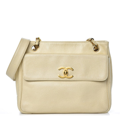 Chanel Caviar Flap Shoulder Bag Beige Clair 1 of 14