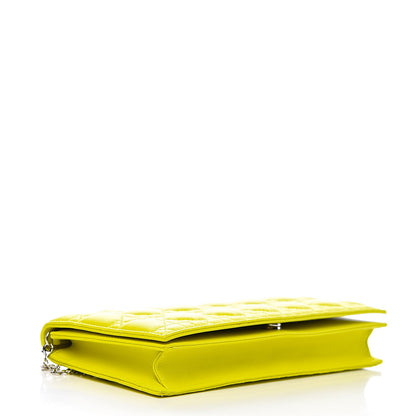 Christian Dior Lambskin Cannage Lady Dior Convertible Clutch Vert Acide 4 of 9