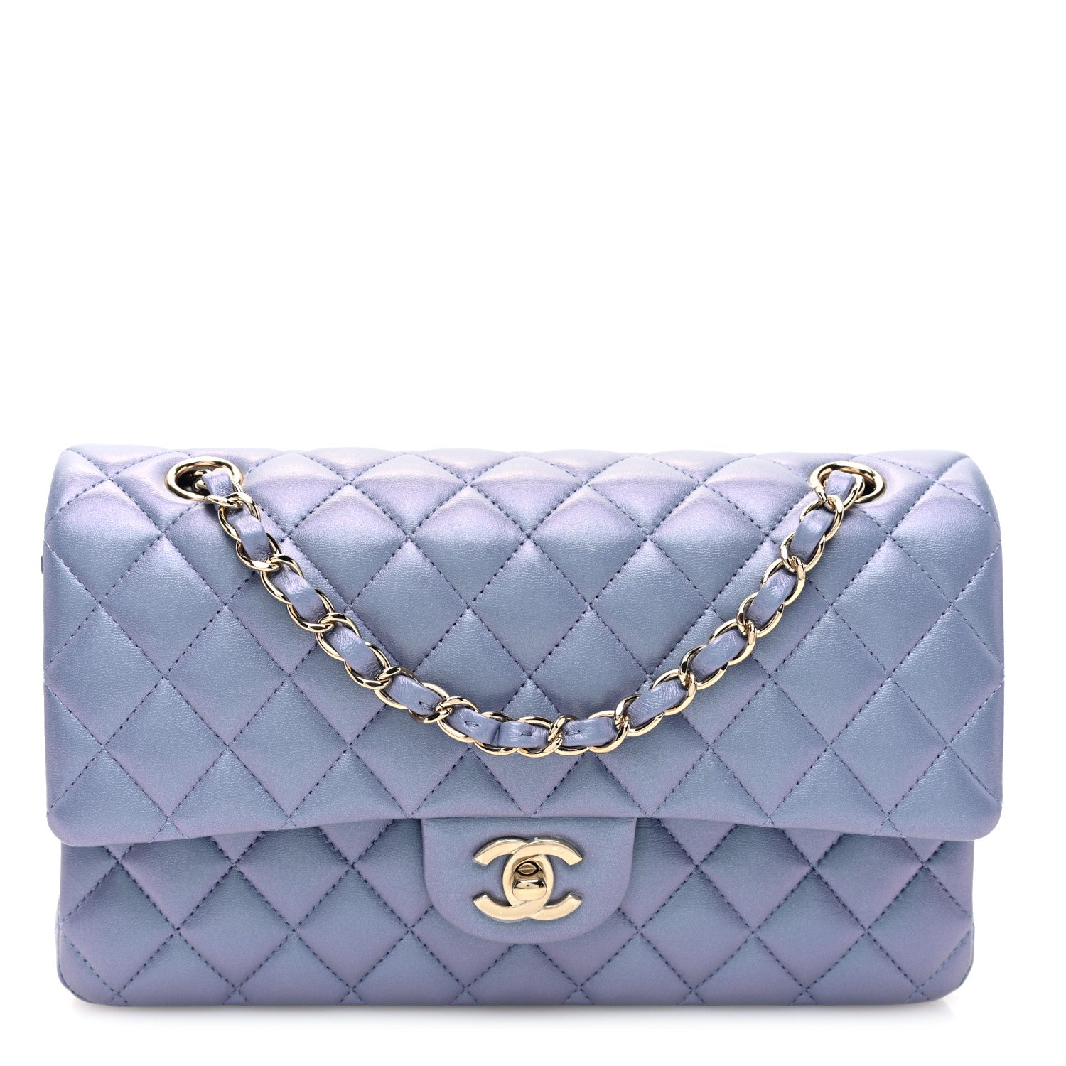 Chanel Iridescent Lambskin Quilted Medium Double Flap Light Purple 1 of 10