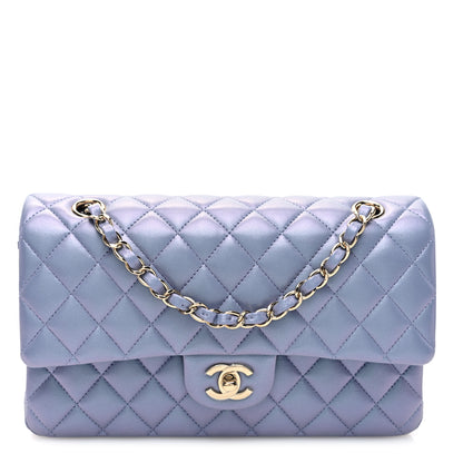 Chanel Iridescent Lambskin Quilted Medium Double Flap Light Purple 1 of 10