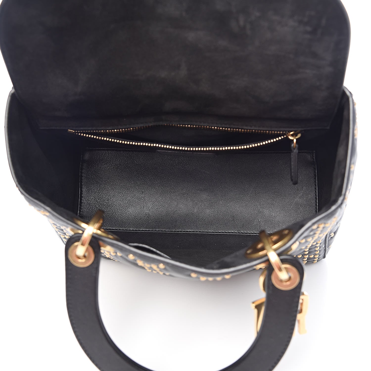 Christian Dior Calfskin Cannage Studded Medium Supple Lady Dior Black 5 of 11
