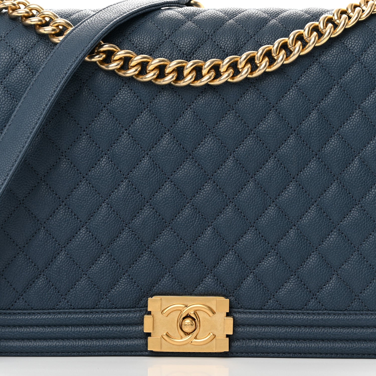 Chanel Caviar Quilted Large Boy Flap Blue 8 of 12