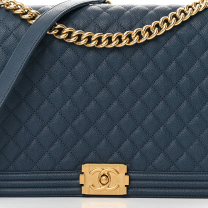 Chanel Caviar Quilted Large Boy Flap Blue 8 of 12