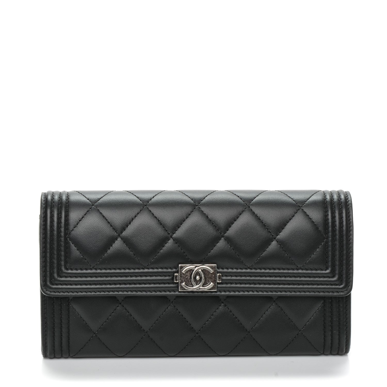 Chanel Lambskin Quilted Boy Flap Wallet Black 1 of 8
