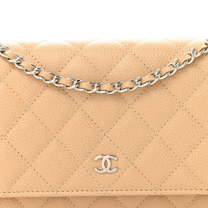 Chanel Caviar Quilted Wallet on Chain WOC Beige 9 of 12