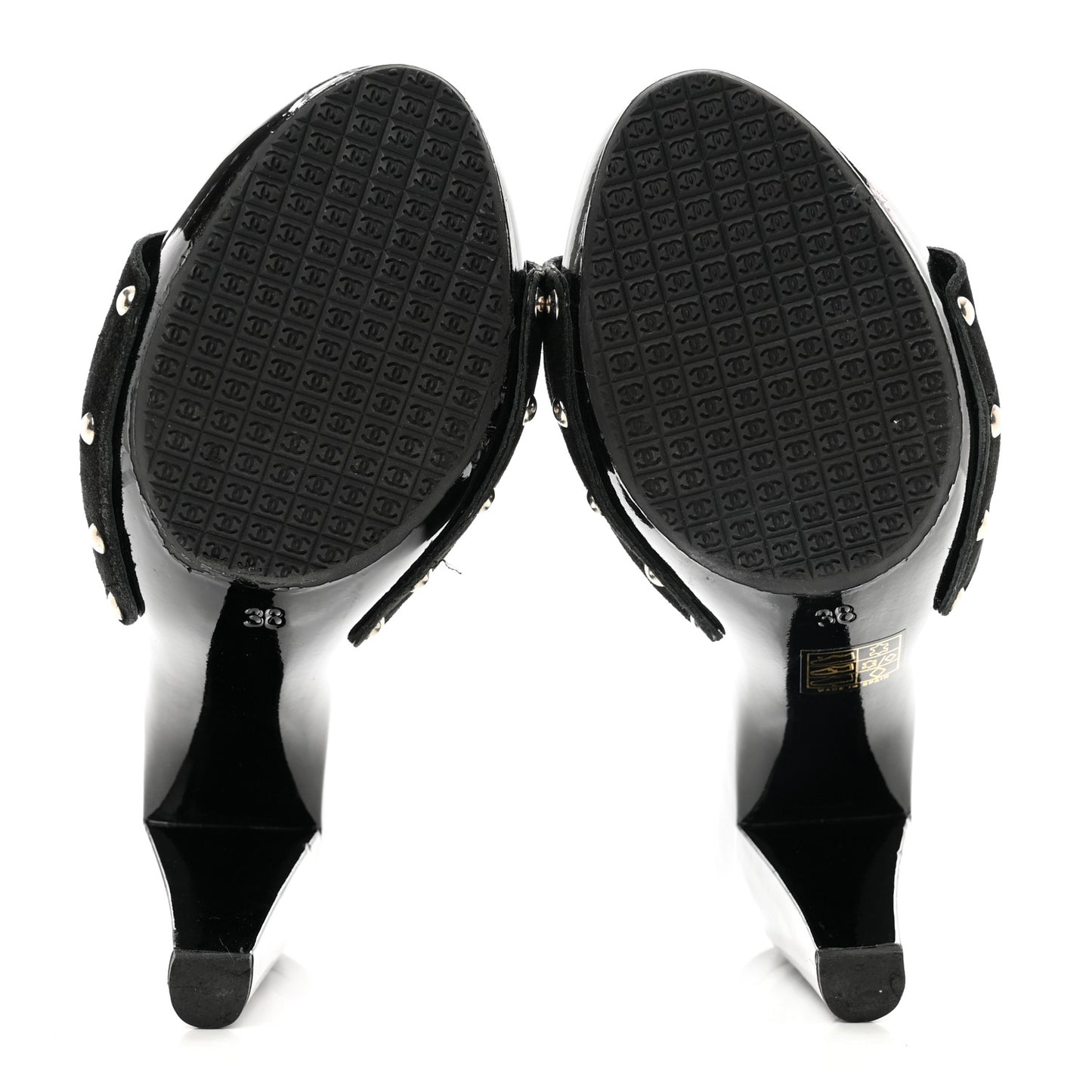 Suede CC Buckle Clogs 38 Black