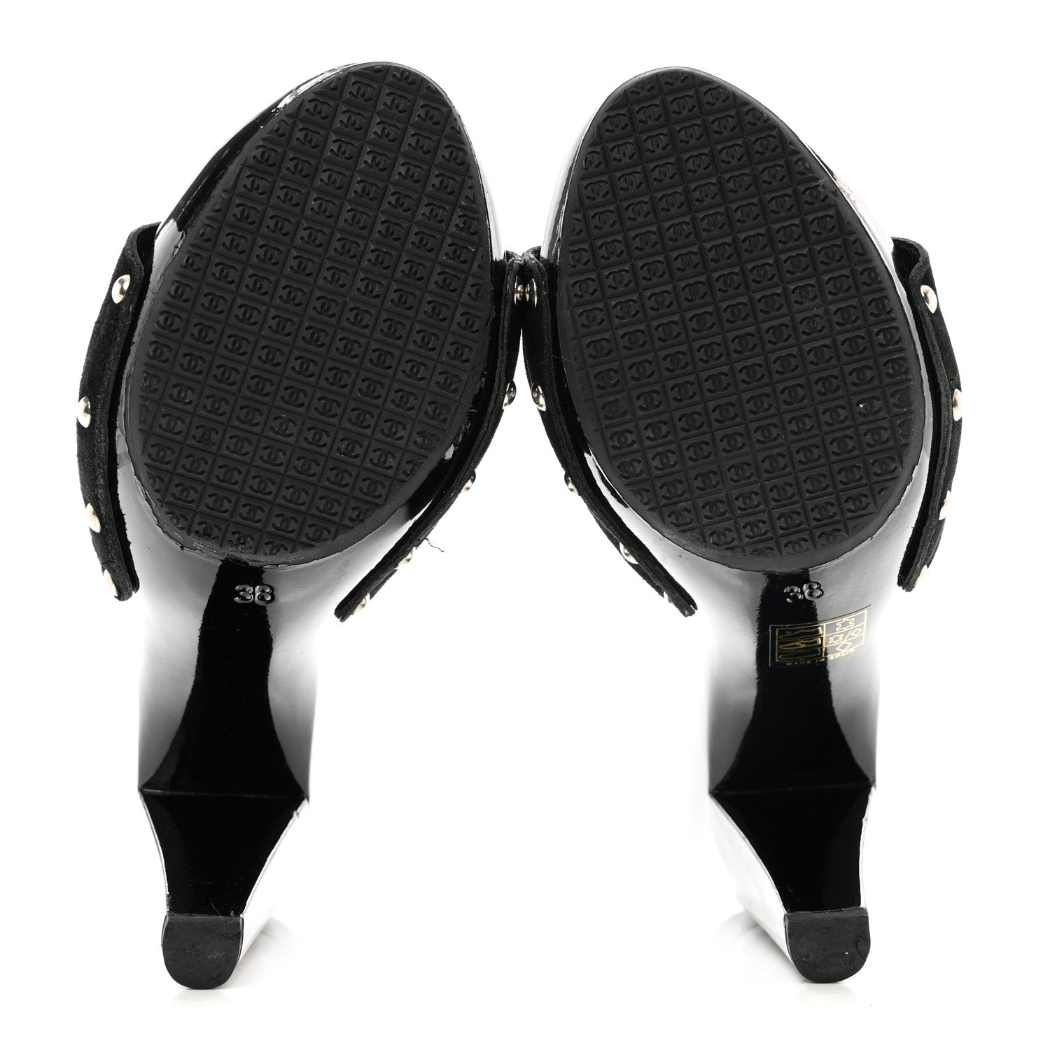 Chanel Suede CC Buckle Clogs 38 Black 5 of 7