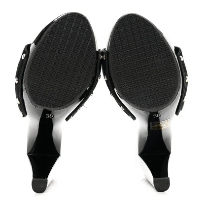 Chanel Suede CC Buckle Clogs 38 Black 5 of 7