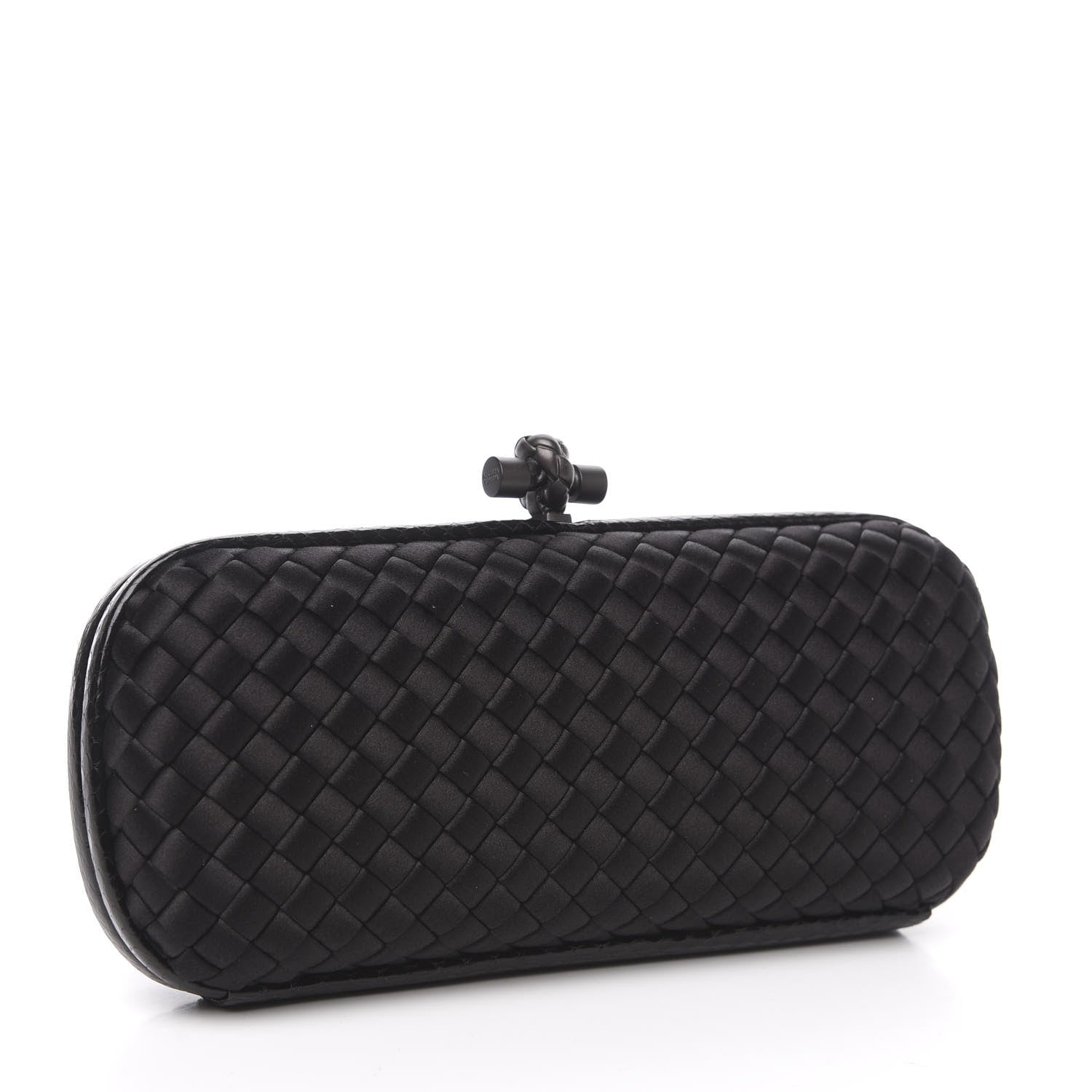 Bottega Veneta Satin Ayers Intreccio Impero Stretch Knot Clutch Black 2 of 8
