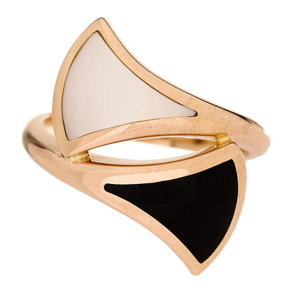 Bulgari 18K Rose Gold Black Onyx Mother of Pearl Divas' Dream Ring 54 6.75 1 of 6