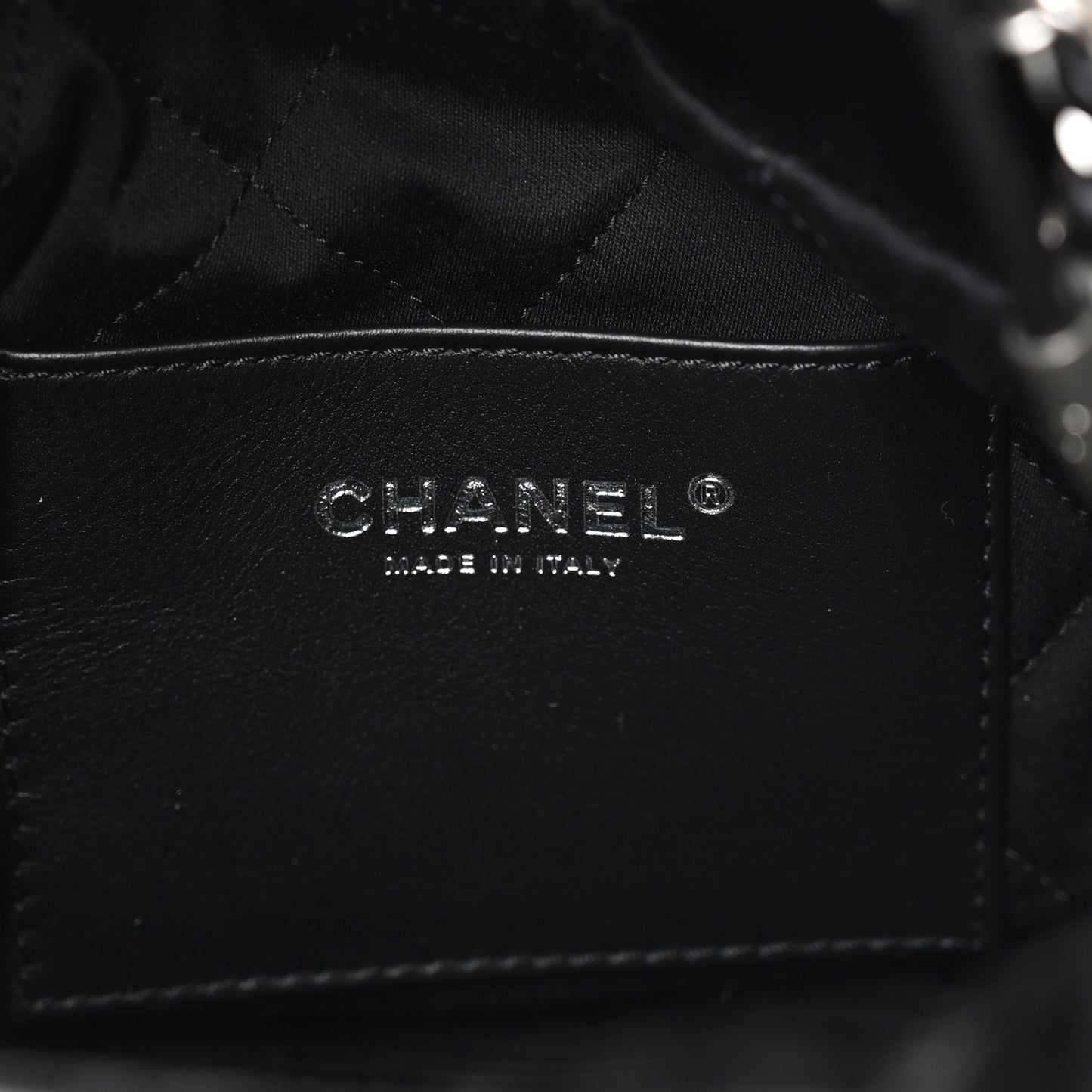 Metallic Shaded Calfskin Quilted Mini Chanel 22 Black Silver