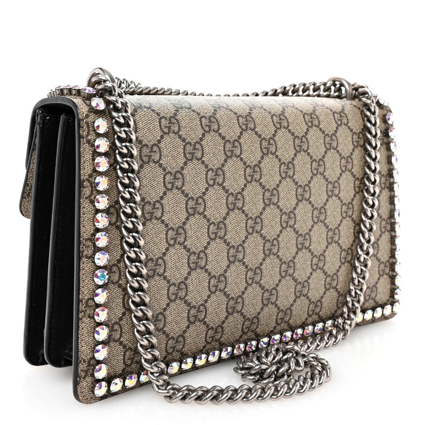 GG Supreme Monogram Crystal Small Dionysus Shoulder Bag Black