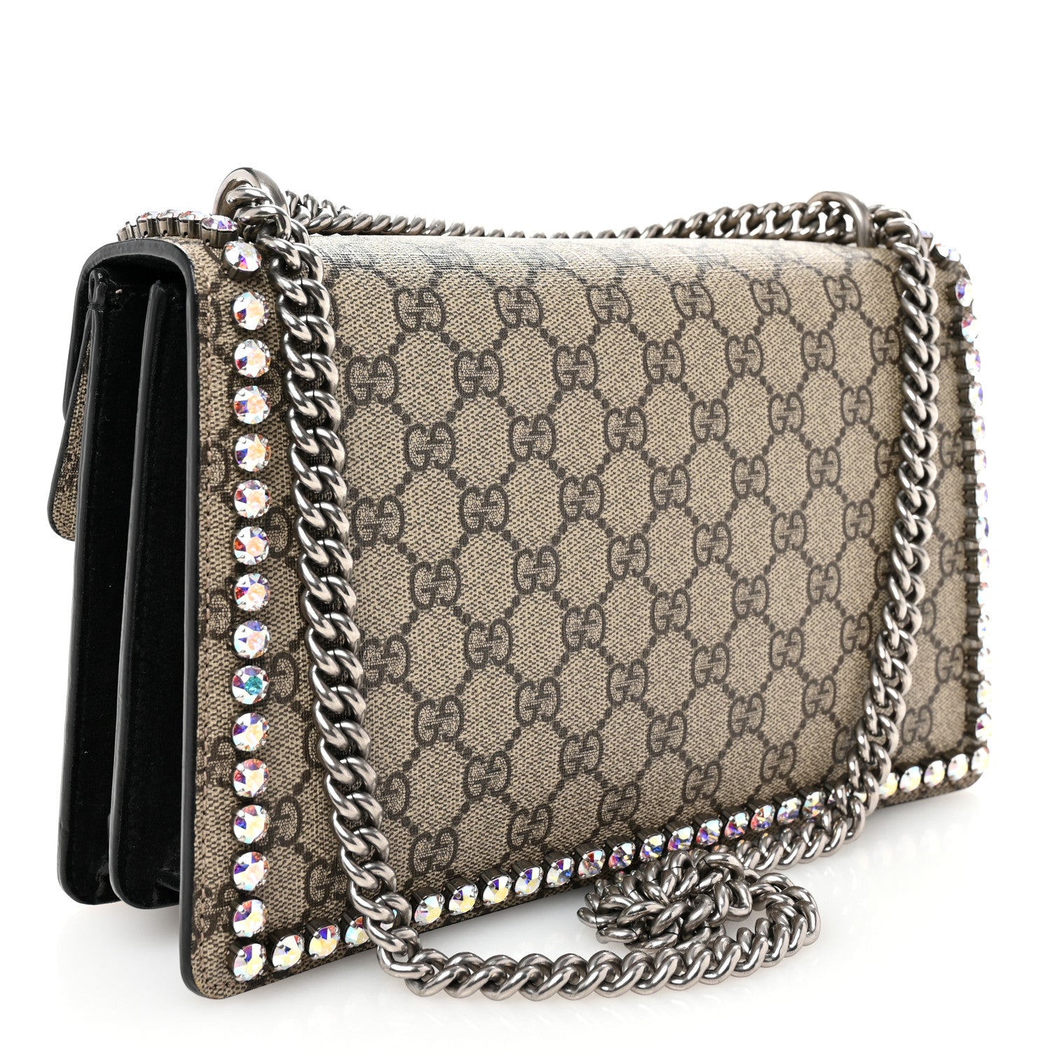 Gucci GG Supreme Monogram Crystal Small Dionysus Shoulder Bag Black 3 of 11